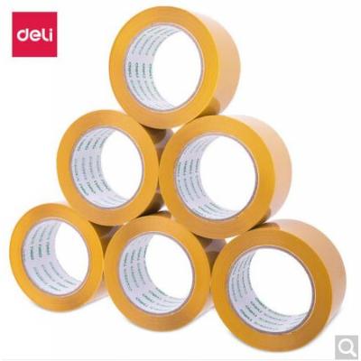 得力(deli)60mm*100y*50μm(91.4m/卷) 高品质米黄色封箱胶带打包宽胶带 6卷装 30359 